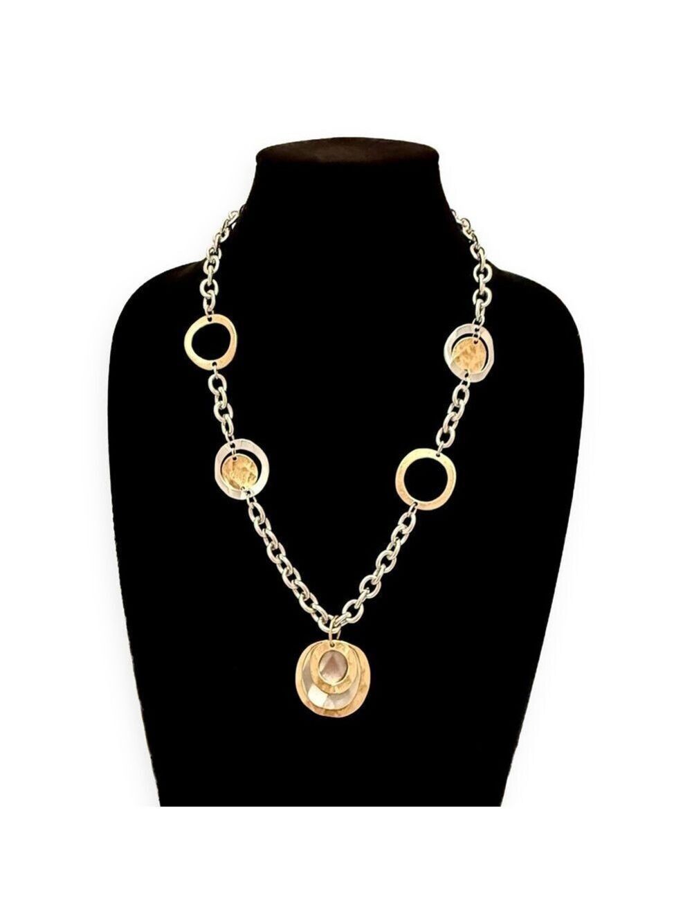 PREMIER DESIGNS Gold Silver Medallion Necklace Large